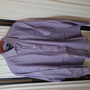 Polo by Ralph Lauren Curham Classic Fit, Men's Purple with White Stripes 16.5-36